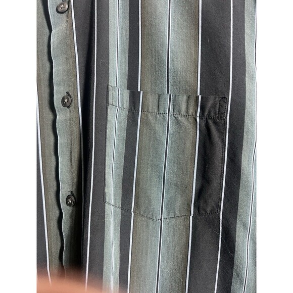 Vtg 90’s Alexander Julian Colours Y2K Striped Black/Green Button Down Shirt XL - Picture 2 of 7